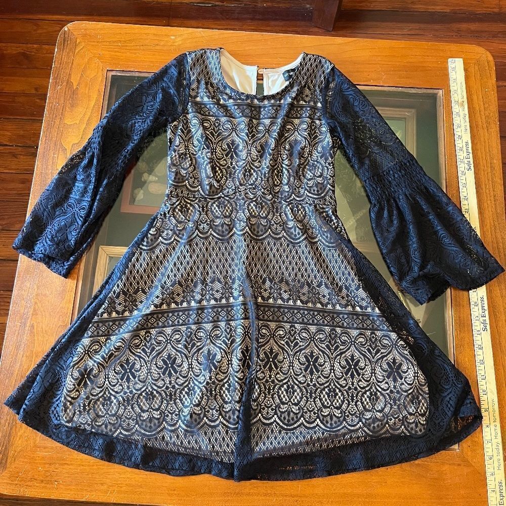 NEW My Michelle X Small Blue Cream Dress Formal Evening NIP